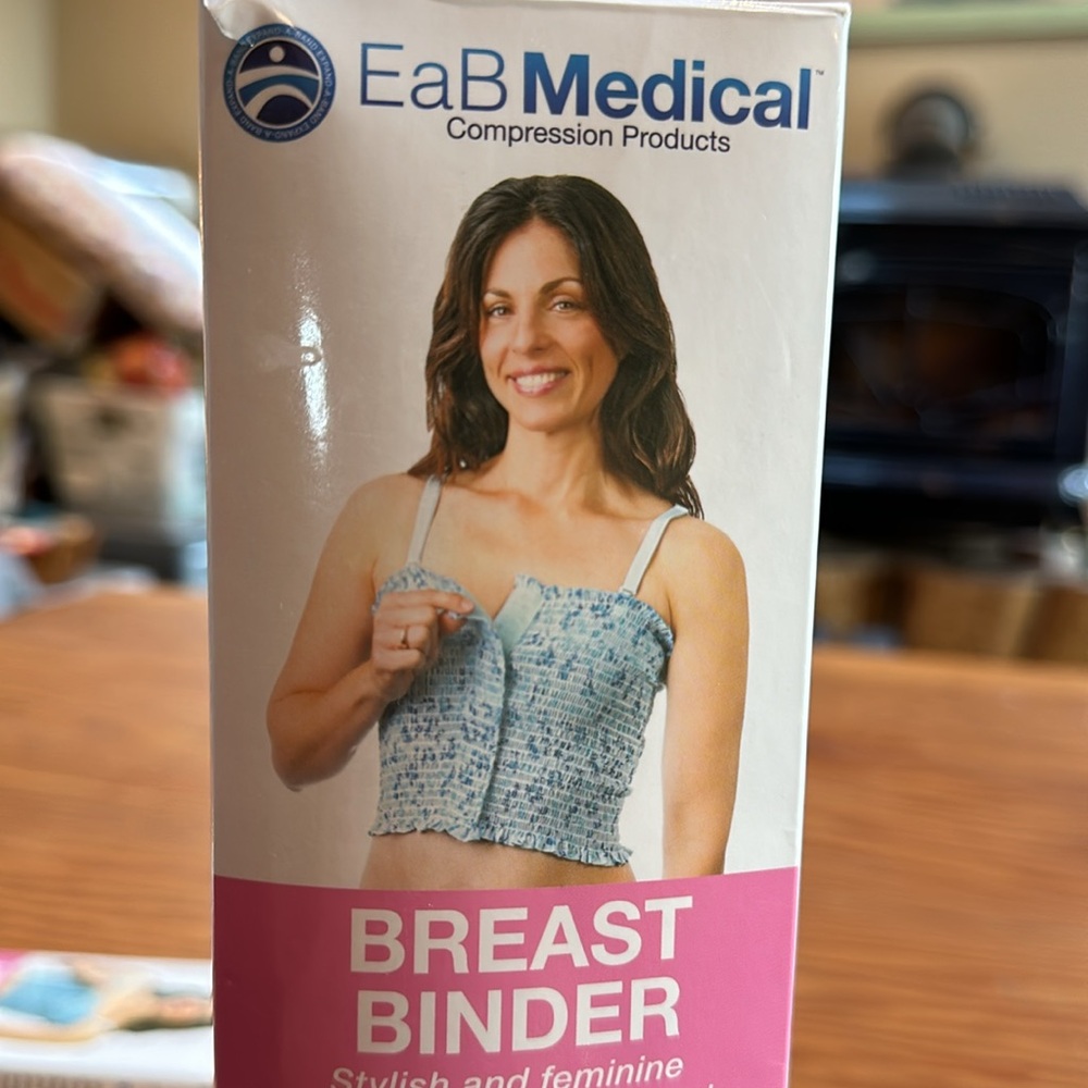 EAB Medical Breast Binder size S w/velcro & elastic smocking pink flowers NEW